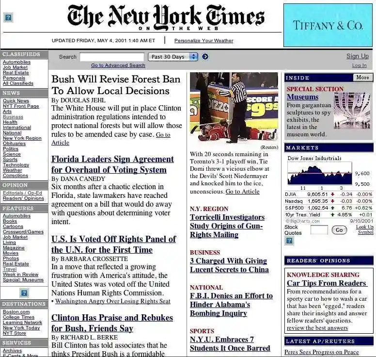 NYTimes Redesign 2001
