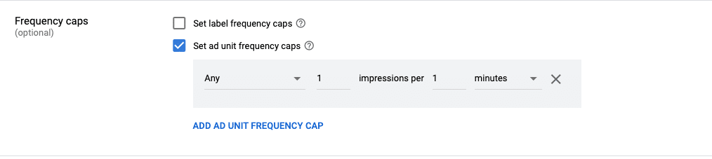 Frequency capping for ad units