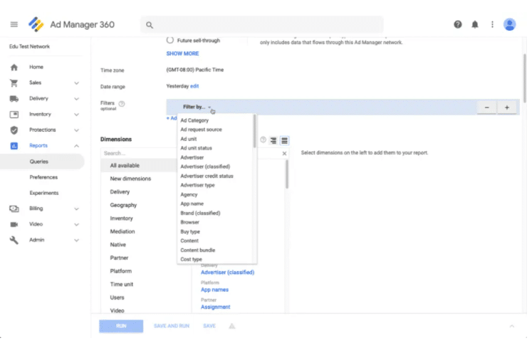 Google Ad Manager 360 reports
