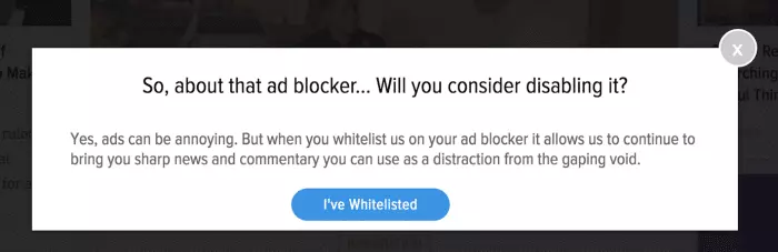 so about the ad blocker will you consider disabiling it